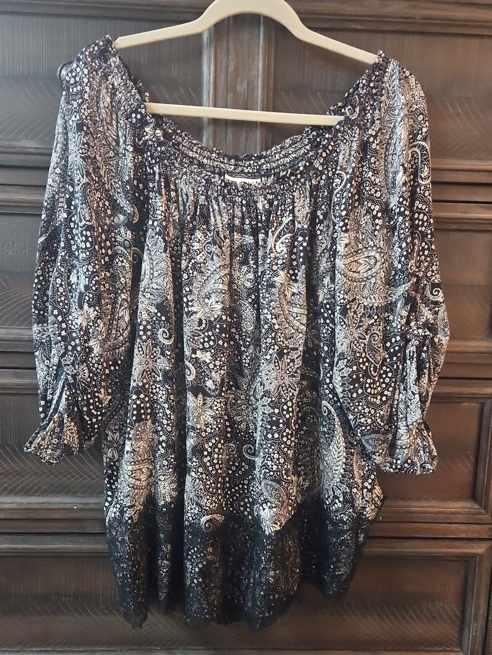 Westport Black & White Paisley Off-Shoulder Tunic